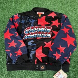 NWT VTG JH Design Captain America Jacket Youth 2XL Men S Crop Boxy Marvel Racing